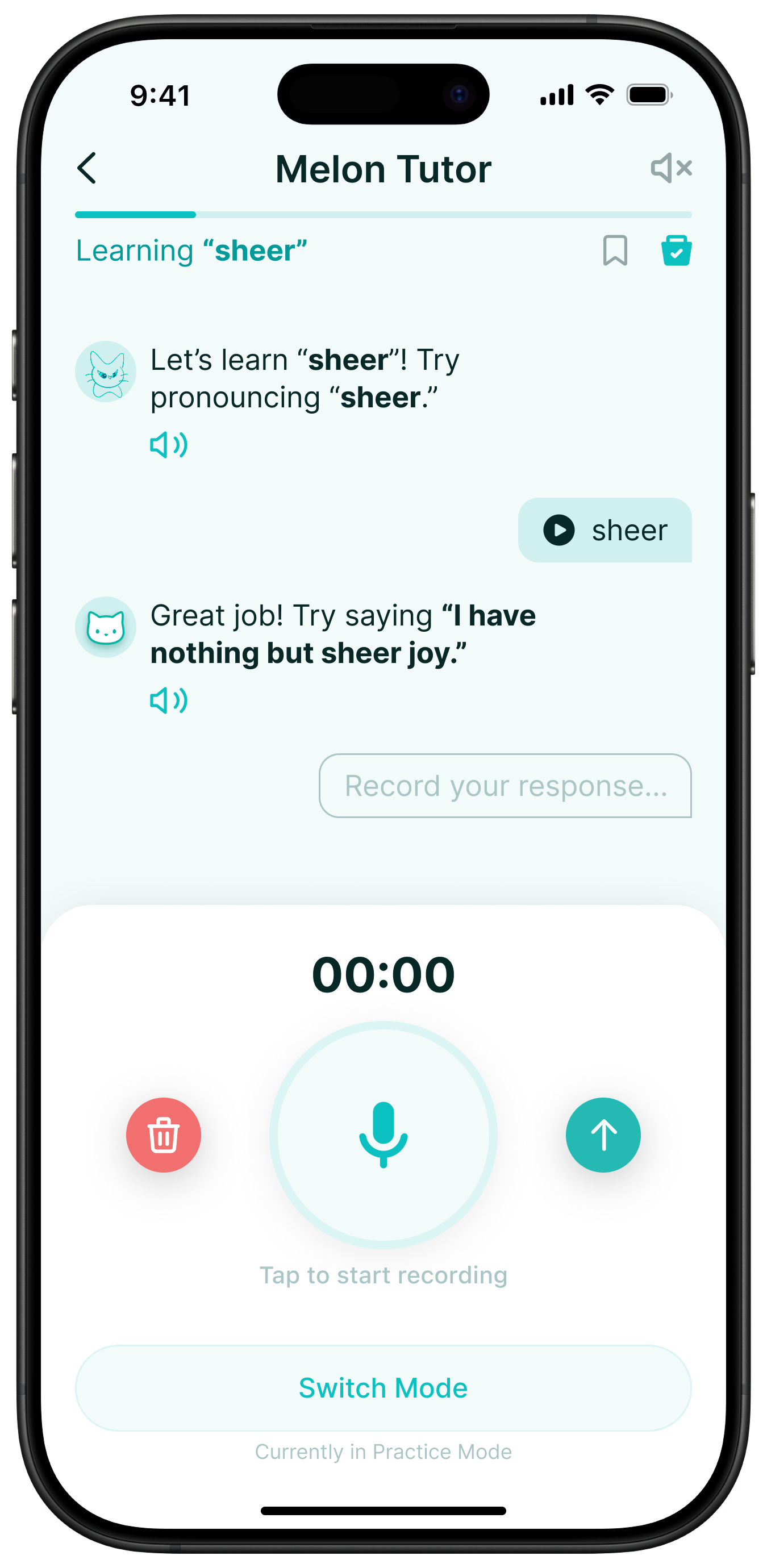 A supportive digital environment showing an AI tutor and human learners practicing English together without pressure.