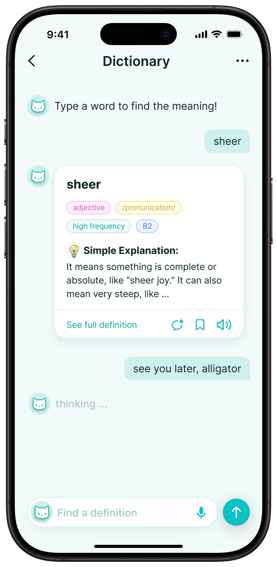 WordBuddy.ai Dictionary screen showing word frequency labels.